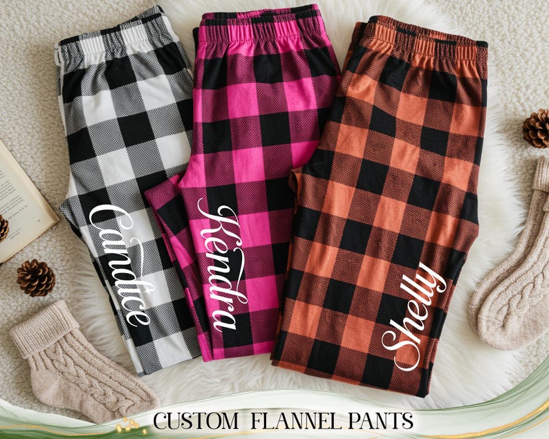 Plaid Pajama Pants with Pockets Custom Unisex Pajama Pants Buffalo Check Flannel Pants Matching Family Christmas Pant Christmas Gift