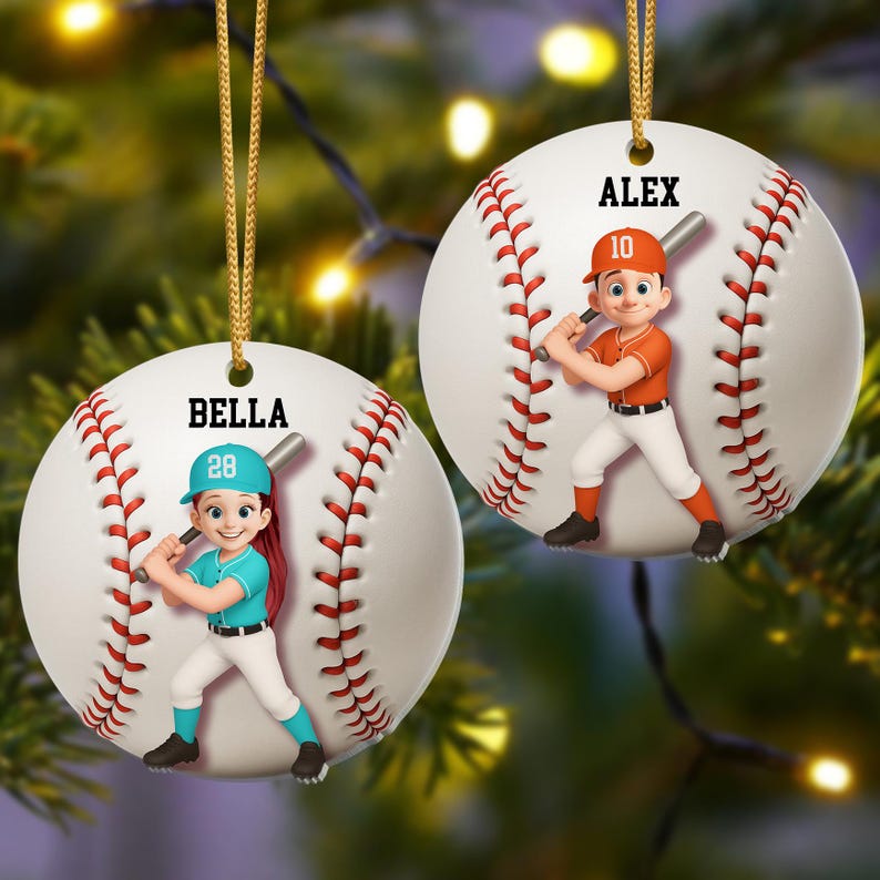 Personalized Softball Ornament 2025, Custom Softball Player with Name And Number, Sports Gift for Boys & Girls, Softball Coach Gifts