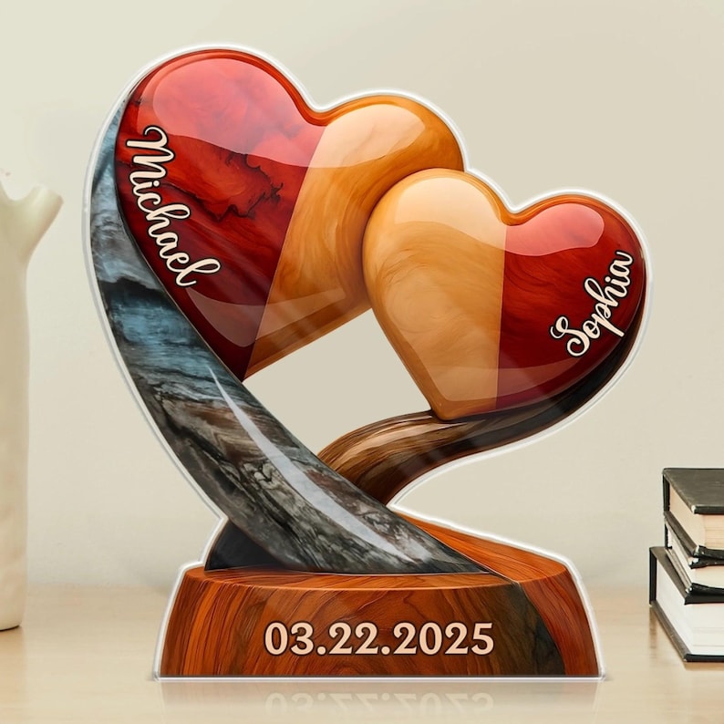 Personalized Couple Heart Acrylic Plaque Custom Names & Date