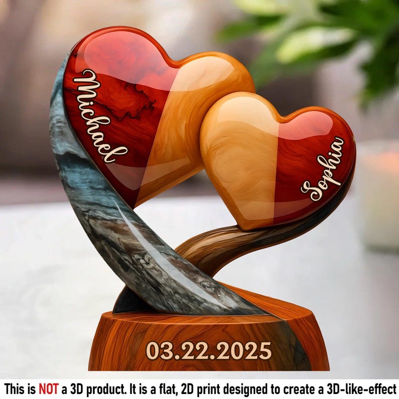 Personalized Couple Heart Acrylic Plaque Custom Names & Date