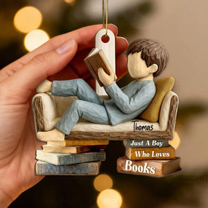 Custom Just a Girl/Boy Who Loves Books Wood Ornament, Personalized Reading Girl/Boy Ornament, Book Lover Christmas Gift, Bookworm Decoration