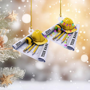 Personalized Construction Ornament, Architect Gift, Worksite Decor (2D Flat)
