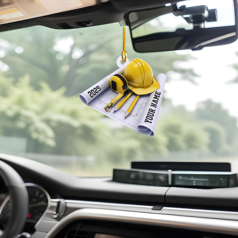 Personalized Construction Ornament, Architect Gift, Worksite Decor (2D Flat)