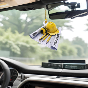 Personalized Construction Ornament, Architect Gift, Worksite Decor (2D Flat)