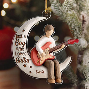 Personalized Christmas Ornament, Guitar Lover Decoration, Custom Holiday Ornament, Just a Girl Who Loves Guitar, Music Christmas Gift