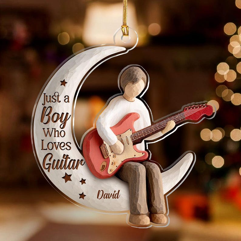 Personalized Christmas Ornament, Guitar Lover Decoration, Custom Holiday Ornament, Just a Girl Who Loves Guitar, Music Christmas Gift