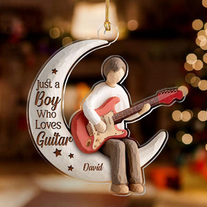 Personalized Christmas Ornament, Guitar Lover Decoration, Custom Holiday Ornament, Just a Girl Who Loves Guitar, Music Christmas Gift