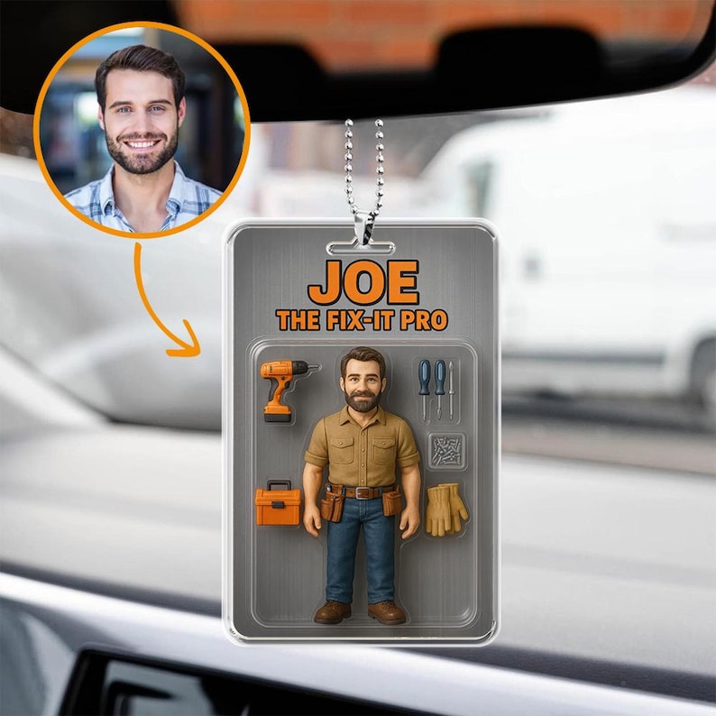 Custom Figure Action Gift Kit, Action Figure Custom, Custom Toy Box Portrait, Funny Gift for Father's Day, Christmas Ornament, Car ornament