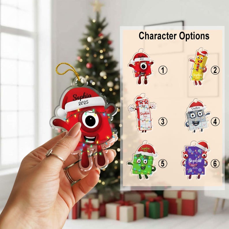 Personalized Numberblocks Christmas Ornament: Acrylic Kids Tree Decor