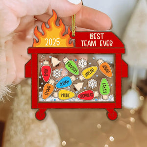 Personalized Shaker Dumpster Fire Best Team Ever Ornament: Funny Coworker Gift
