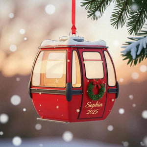 Personalized Ski Gondola Ornament Winter Mountain Acrylic Christmas Decor