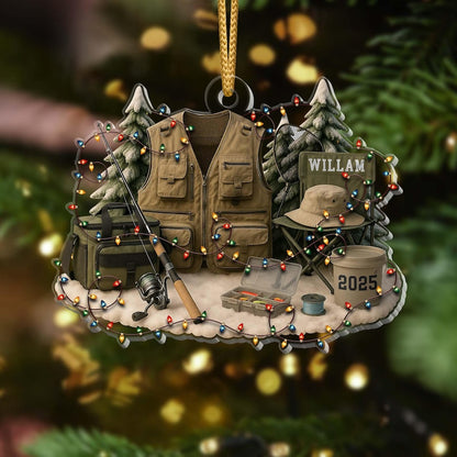 Personalized Fishing Ornament 2025 Custom Fisherman Christmas Gift