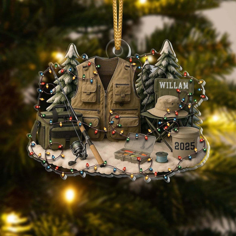 Personalized Fishing Ornament 2025 Custom Fisherman Christmas Gift