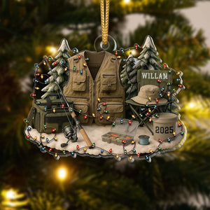 Personalized Fishing Ornament 2025 Custom Fisherman Christmas Gift