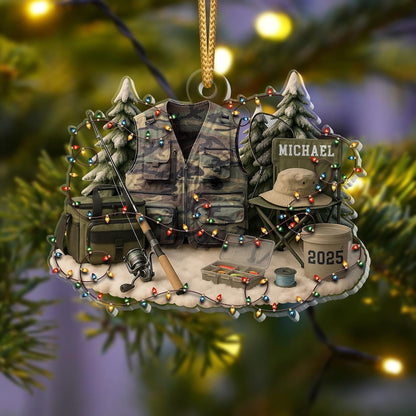 Personalized Fishing Ornament 2025 Custom Fisherman Christmas Gift