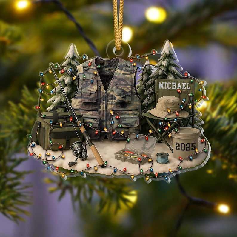 Personalized Fishing Ornament 2025 Custom Fisherman Christmas Gift