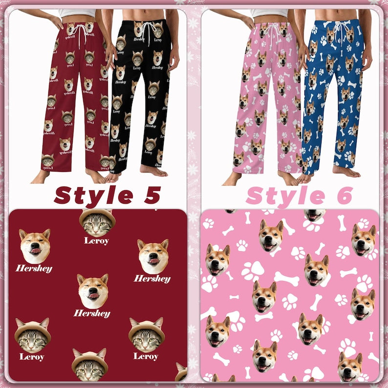 Custom Pajama Pants with Photo, Funny Face Pajama Pants,Custom Dog Photo Pajama Pants, Christmas Pajamas pants,Christmas Gifts