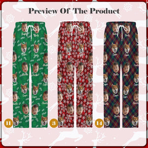 Personalized Dogs Xmas Pants, Custom Face Pajama Pants, Custom Pet Portrait Pajama pants, Christmas Pajama Pants, family christmas Pants