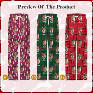 Personalized Dogs Xmas Pants, Custom Face Pajama Pants, Custom Pet Portrait Pajama pants, Christmas Pajama Pants, family christmas Pants