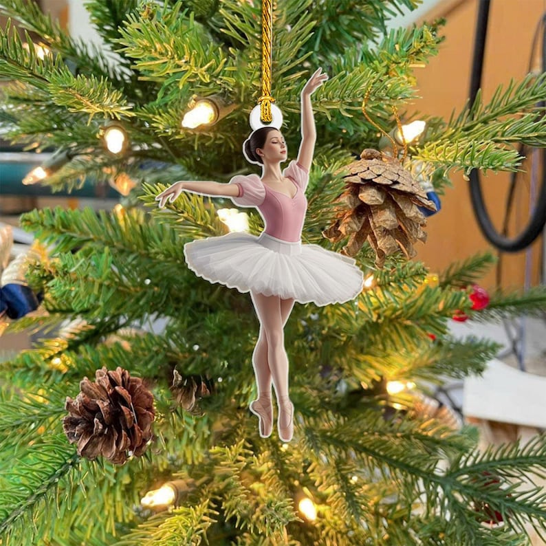 Ballerina Christmas Ornament Professional Acrylic Dance Pose Tree Decor Holiday Gift for Ballet Lover, Student, Dance Coach