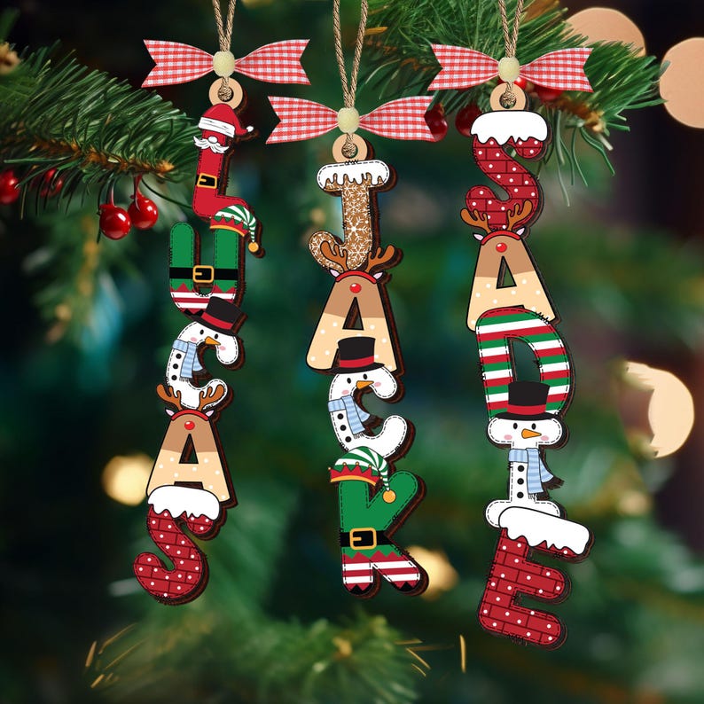 Personalized Letter Name Christmas Ornament,Alphabet Ornament,Family Name,Kids Name,Christmas Gift 2025,Stocking Tag,Christmas Tree Decor