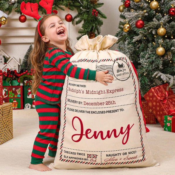 Personalized Large Santa Sack,Family Christmas Sack with Name,2025 Christmas Gift Bag,Christmas Gifts for kids,Large Santa Bag,Holiday Decor
