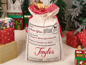 Personalized Large Santa Sack,Family Christmas Sack with Name,2025 Christmas Gift Bag,Christmas Gifts for kids,Large Santa Bag,Holiday Decor