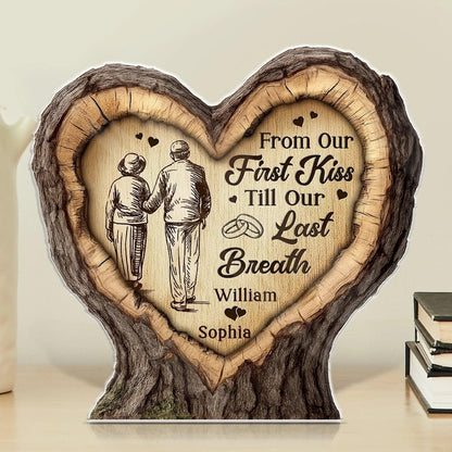 Personalized Heart Acrylic Plaque Rustic Anniversary Gift