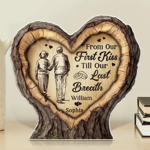 Personalized Heart Acrylic Plaque Rustic Anniversary Gift