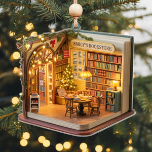Book Lovers Ornament, Personalized Bookstore Ornament, Custom Name Book Ornament, Librarian Gift, Book Club Christmas Decor