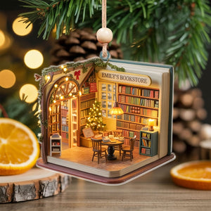 Book Lovers Ornament, Personalized Bookstore Ornament, Custom Name Book Ornament, Librarian Gift, Book Club Christmas Decor