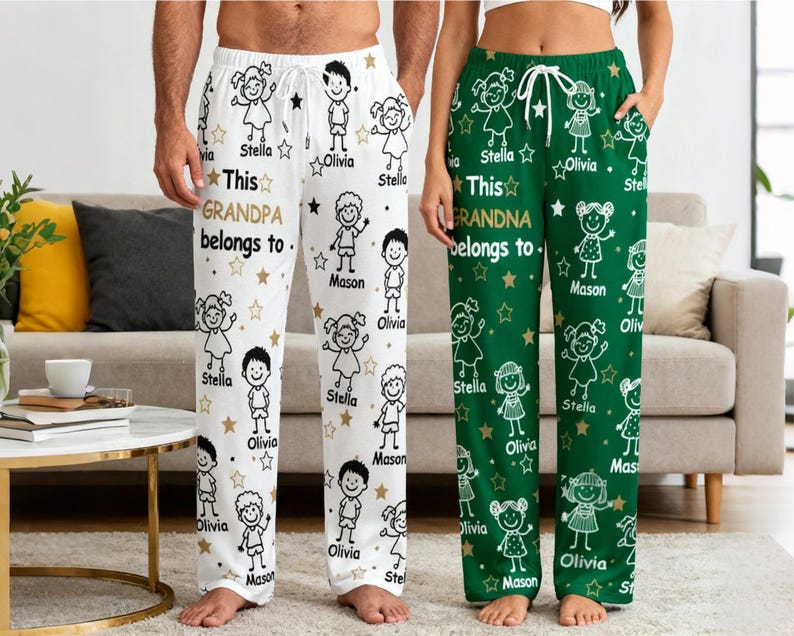 This Grandpa Dad PAPA Belongs To Pet,Personalized Pajama Pants,Custom Name Pajamas Pants,Grandna Gift,Christmas Gifts for Grandpa,Xmas gifts