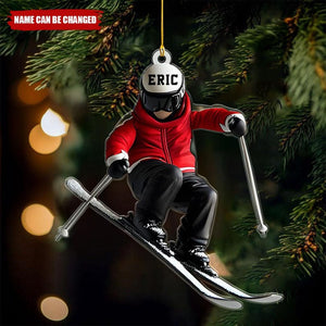 Personalized Skiing Shaped Ornament, Gift For Skiing Lovers, Gift For Skier, Winter Ski Decor, Skier Keepsake, Christmas Ski Ornament