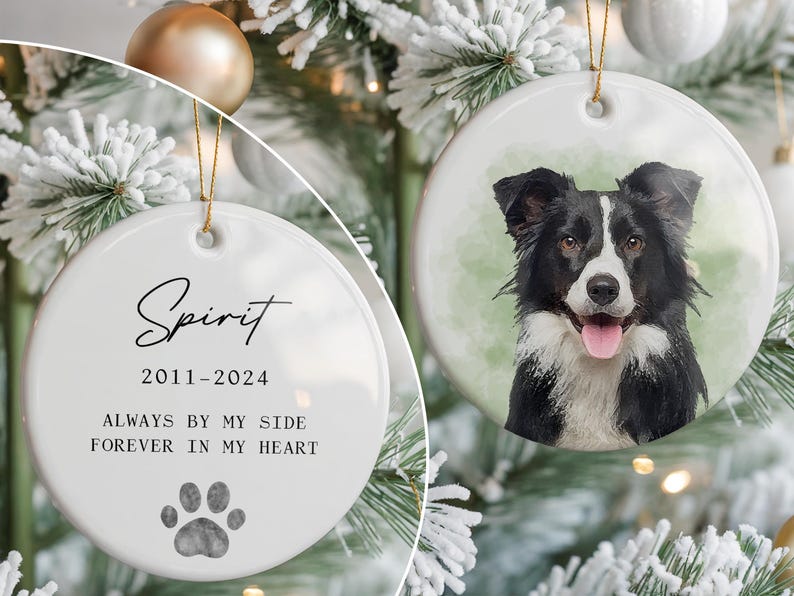 Custom Pet Memorial Ornament, Personalized Pet Portrait Keepsake, Pet Loss Gift, In Loving Memory Christmas Ornament, Pet Ornament