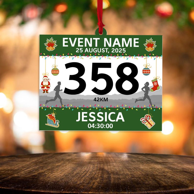 Personalized Race Bib Christmas Ornament 2025, Custom Acrylic Running Keepsake, Cross Country Marathon Runner Gifts, Marathon Lover Gift