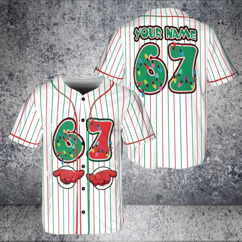 Funny Christmas '67' Meme Baseball Jersey, Festive Holiday Outfit