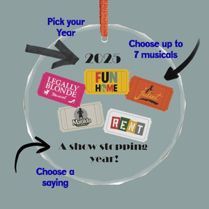 Musicals Ornament, Musicals seen this year, Musical Theater Gift, Theater Ornament Personalized, Drama Teacher Gift