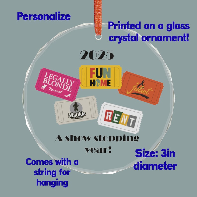 Musicals Ornament, Musicals seen this year, Musical Theater Gift, Theater Ornament Personalized, Drama Teacher Gift