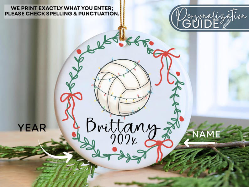 Personalized Volleyball Ornament for Volleyball Team, Custom Christmas Ornament for Volleyball Player, Girl Volleyball Team Gift for Coach