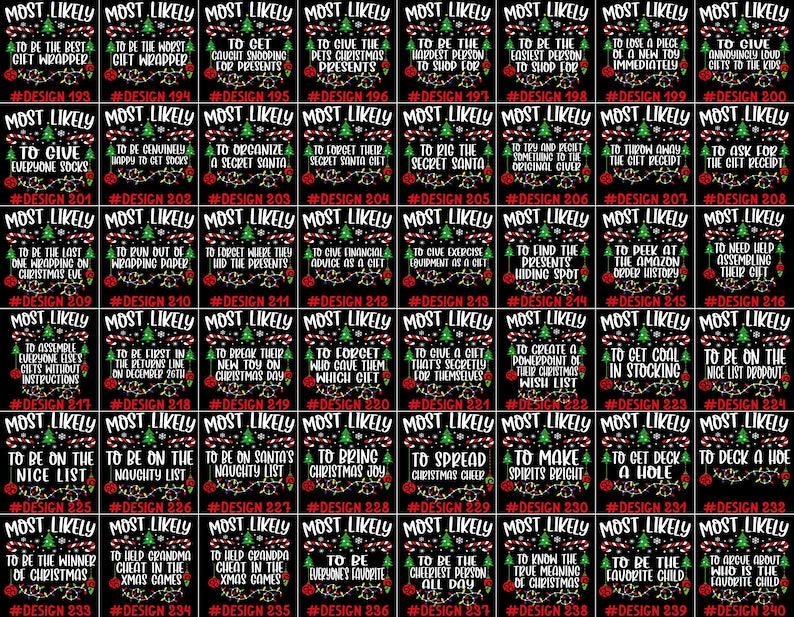 480 Quotes Most Likely to Christmas Shirt, Family Matching Christmas T-Shirts, Christmas Shirt, Funny Christmas Shirt, Family Pajamas