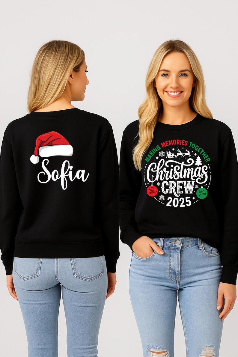 Custom Christmas Crew Sweatshirt- Matching Family Holiday Shirt, Xmas Pajamas Top, Toddler Sweater