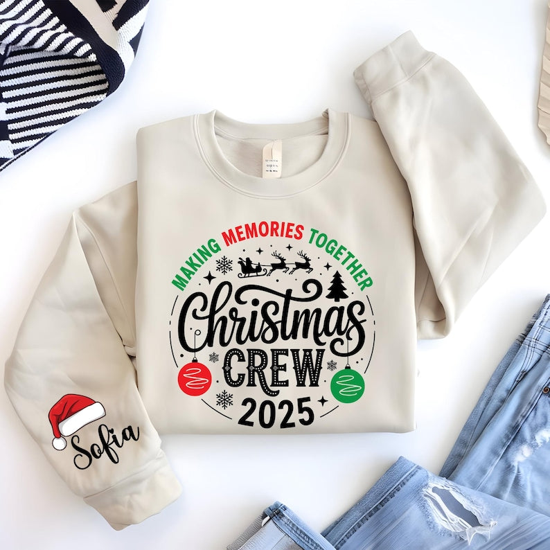Custom Christmas Crew Sweatshirt- Matching Family Holiday Shirt, Xmas Pajamas Top, Toddler Sweater