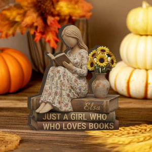 Personalized Wooden Book Lover Block Stack Just a Girl Who Loves Books Reading Decor