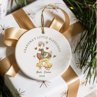 Grandma s Little Blessings Ornament, Personalized Grandkids Ornament 2026, Custom Goose Ornament, Christmas Gift for Nana