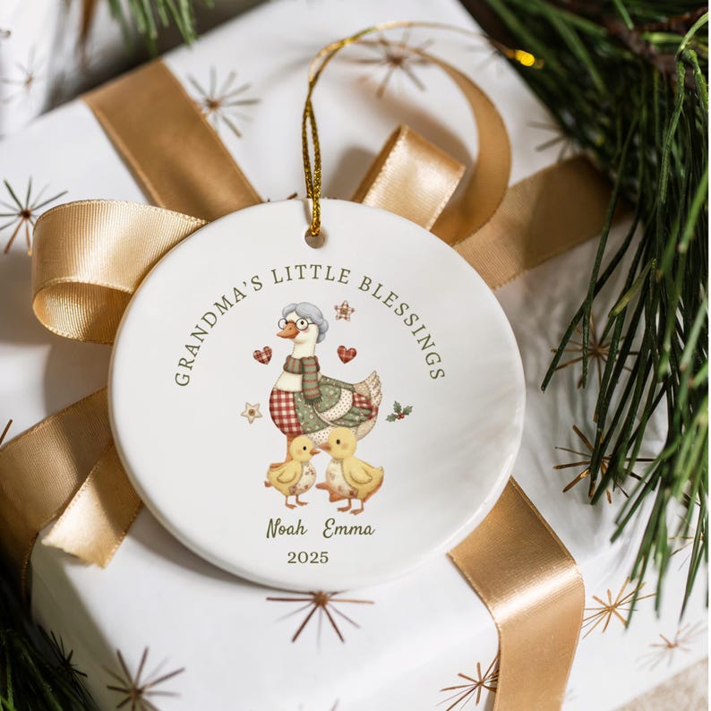 Grandma s Little Blessings Ornament, Personalized Grandkids Ornament 2026, Custom Goose Ornament, Christmas Gift for Nana