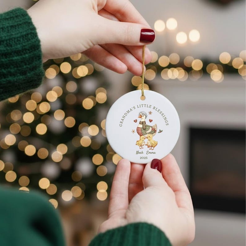 Grandma s Little Blessings Ornament, Personalized Grandkids Ornament 2026, Custom Goose Ornament, Christmas Gift for Nana