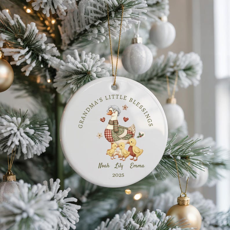 Grandma s Little Blessings Ornament, Personalized Grandkids Ornament 2026, Custom Goose Ornament, Christmas Gift for Nana