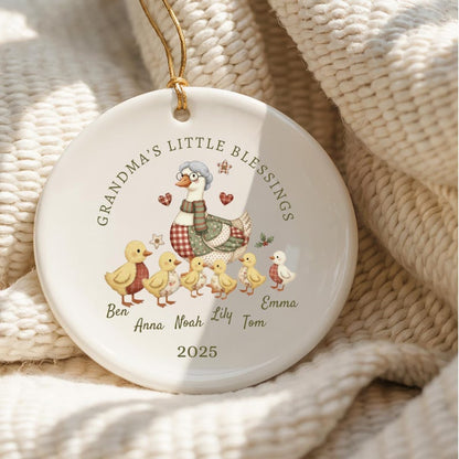 Grandma s Little Blessings Ornament, Personalized Grandkids Ornament 2026, Custom Goose Ornament, Christmas Gift for Nana