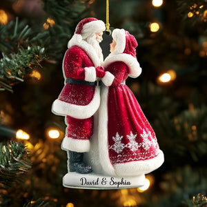 2D FLAT Personalized Santa Couple Acrylic Ornament, Mr & Mrs Claus Christmas Ornament, Engaged Ornament, Newlywed Couple Gift, Wedding Decor