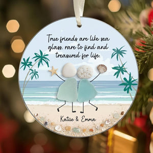Personalized Friendship Sea Glass Christmas Ornament, Soul Sister Gift
